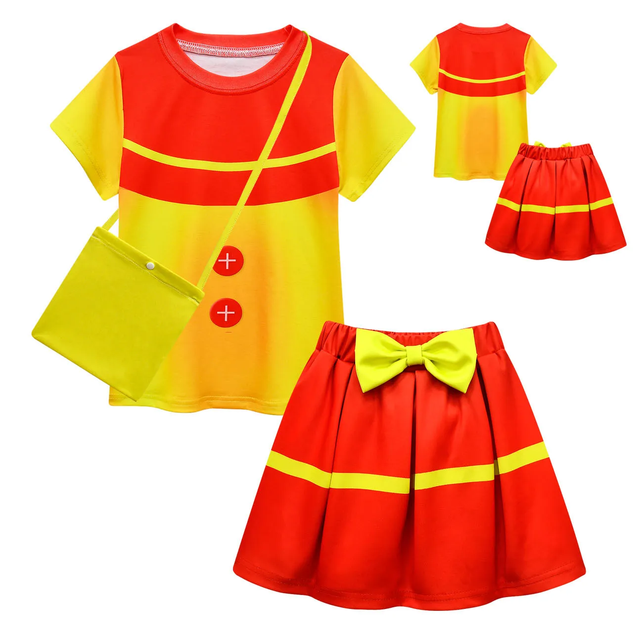 2023 Kids Sundrop Fnaf Sun Clown Cosplay Costume Di Halloween Neonate Princess Dress Sets + Bag Abbigliamento Per Feste Di Compleanno Per Bambini