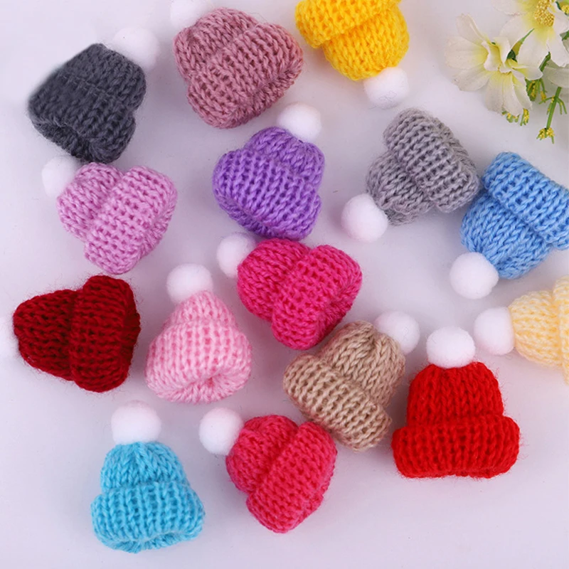 10Pcs Mini Christmas Hat Christmas Decorations Knitted Wool Hat Cute Santa for Xmas New Year Navidad Ornaments