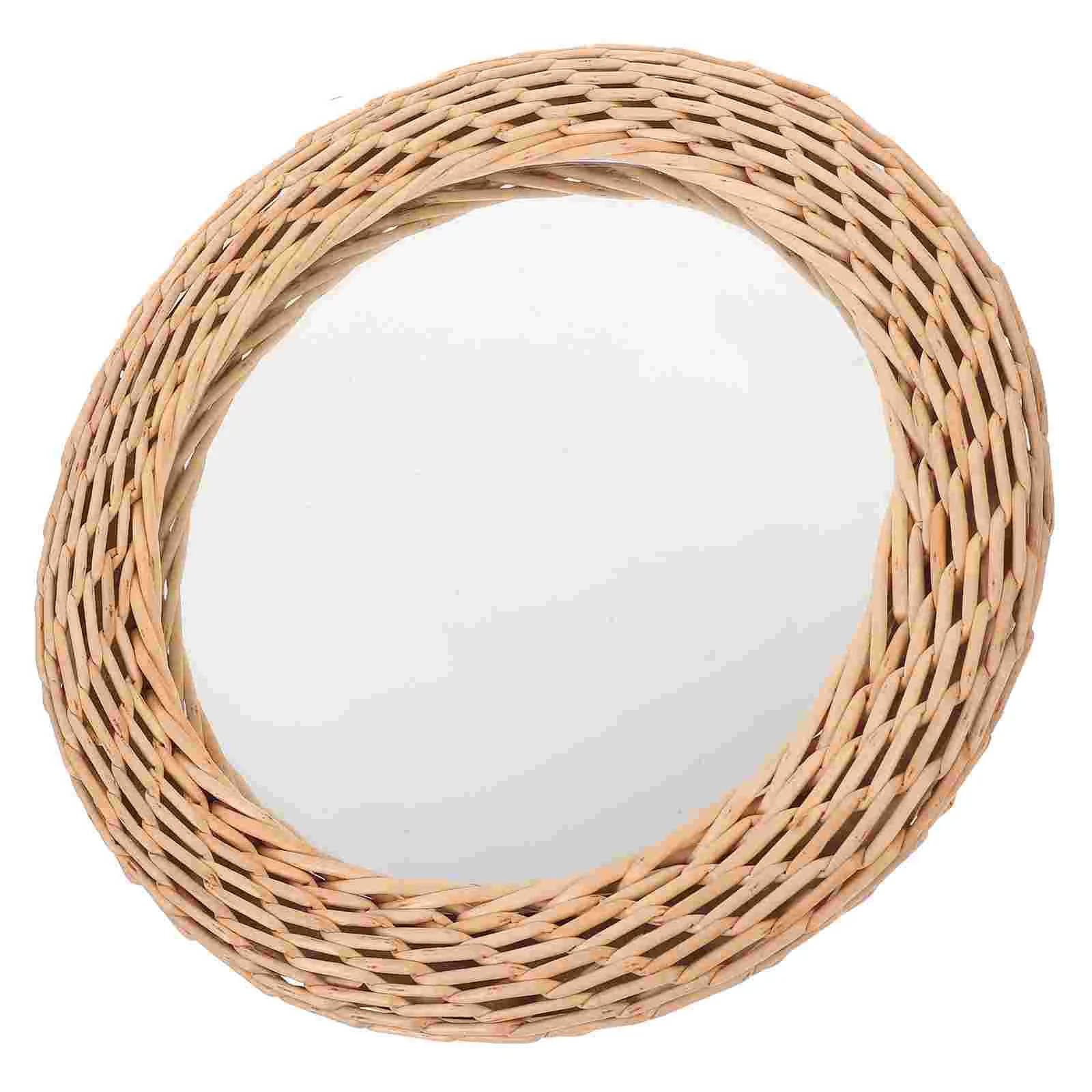 

Hanging Wall Mirror Decorative Rattan Woven Mirror Bathroom Dressing Makeup Mirror