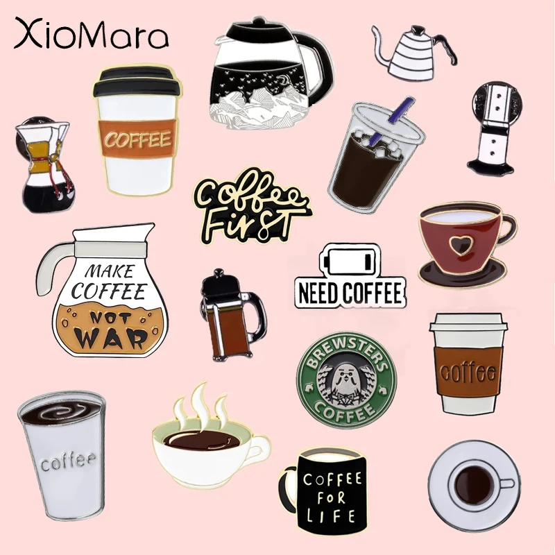 

Coffee Series Enamel Pin Filter Bowl Coffee Punch Pot Cup Badges Custom Bag Clothes Lapel Pins Decoration Jewelry For Friend