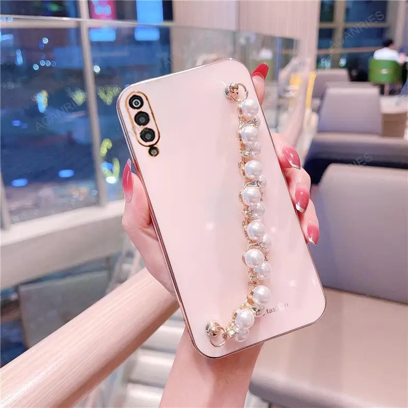 Plating Pearl Bracelet Chain Case For Samsung Galaxy A70 A50 A50S
