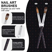 2PC Nail Acrylic Brush 100%Kolinsky Sable Acrylic Brush UV Gel Carving Pen Brush Liquid Powder DIY Nail Drawing Nail Art Brushes 1