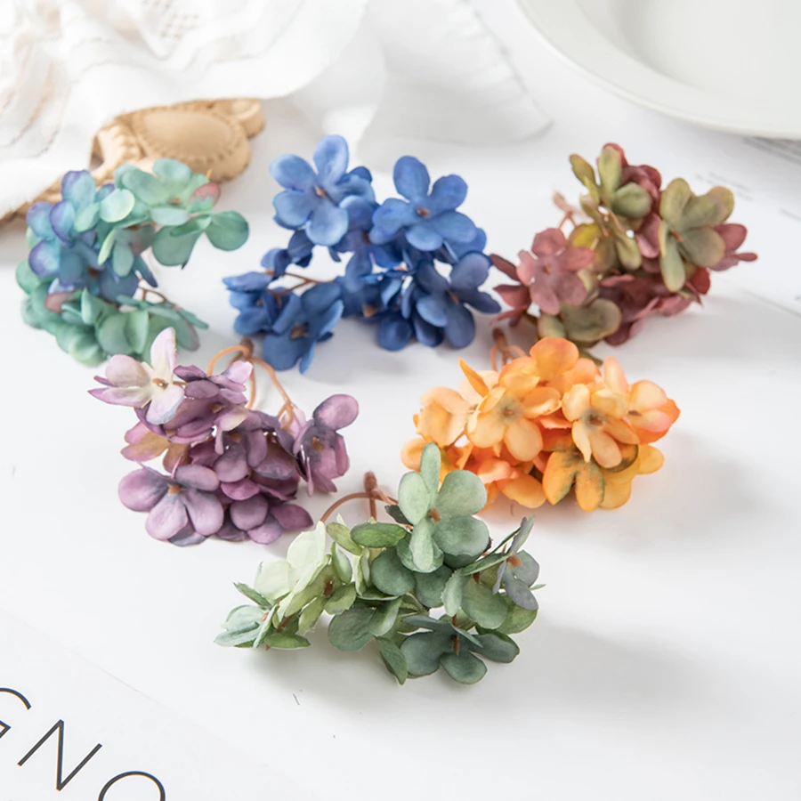 10 Stück Seide Hortensie Köpfe künstliche Blumen für zu Hause Hochzeit Dekor Candy Box Girlanden handgemachte Blumen arrangement Zubehör – Detail 3