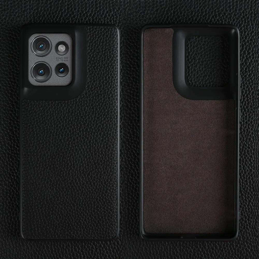 Luxury Genuine Leather Litchi Pattern Phone Case - Back Shell Cover in Elegant Design