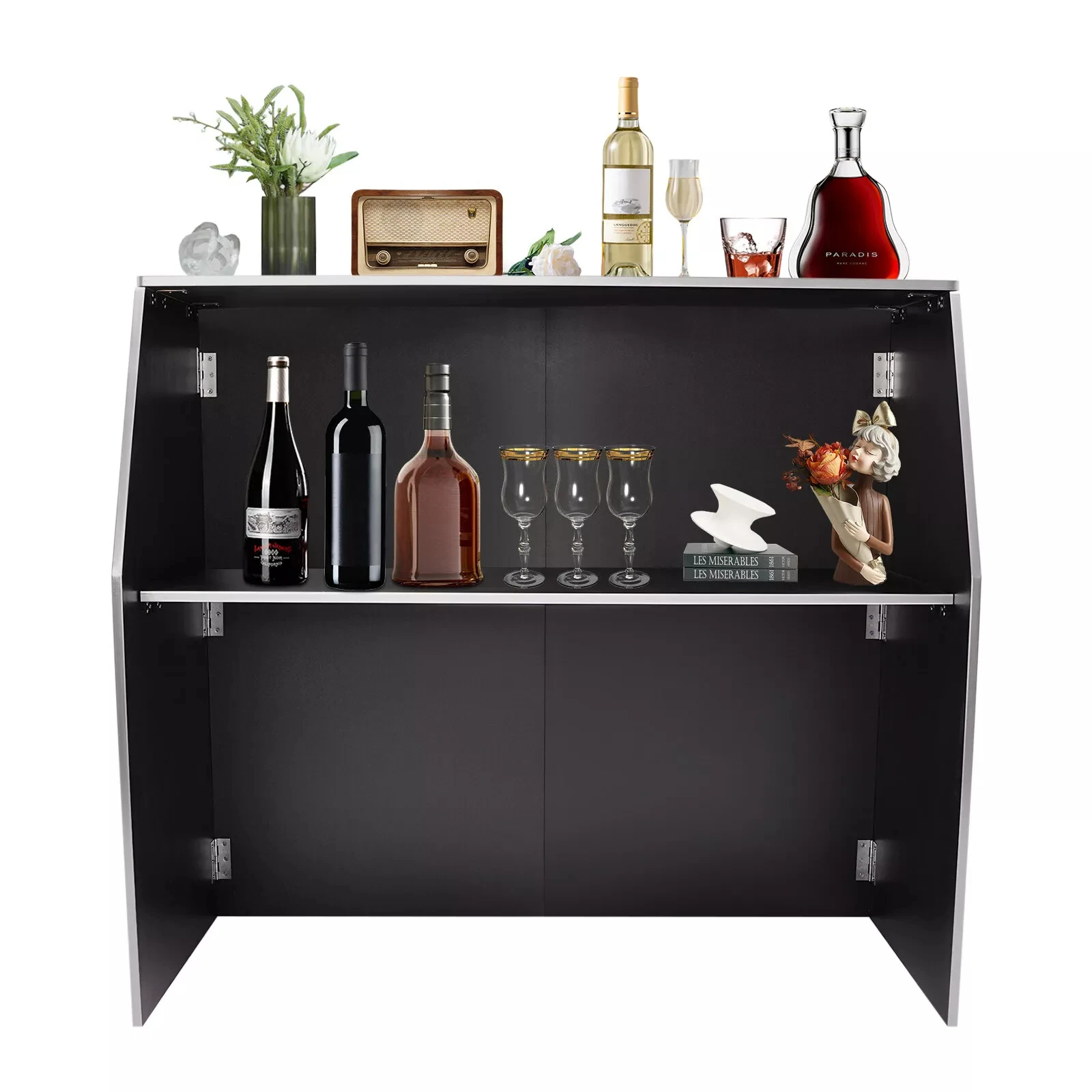 Foldable Portable Bar Cabinet - Rectangular Freestanding Event Bar 2