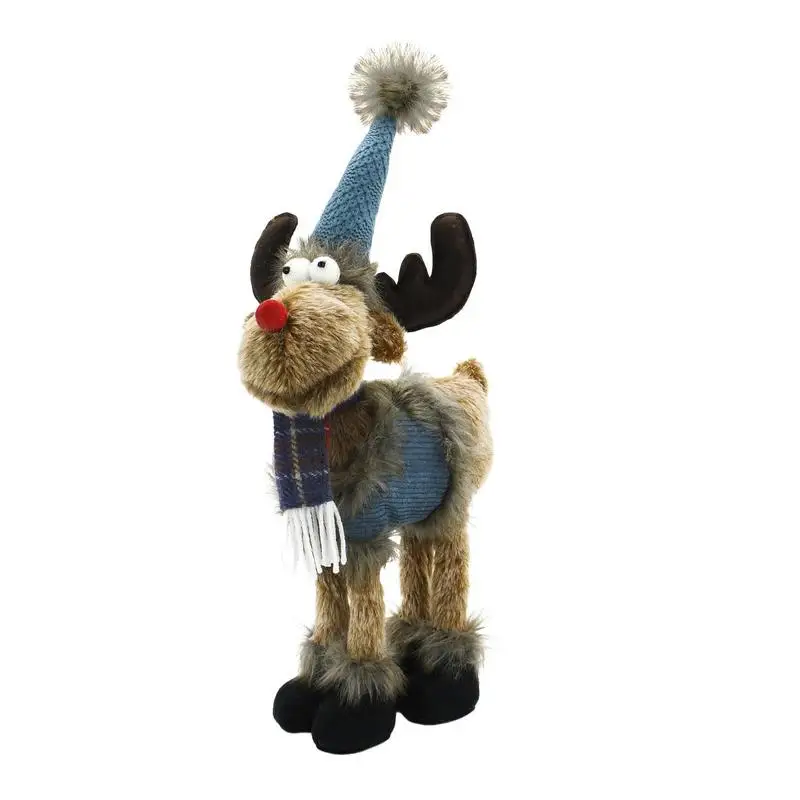 

Xmas Party Decoration Retractable Reindeer Dolls Elk Plush Toys Christmas Decoration For Tree New Year Home Ornaments Figurines