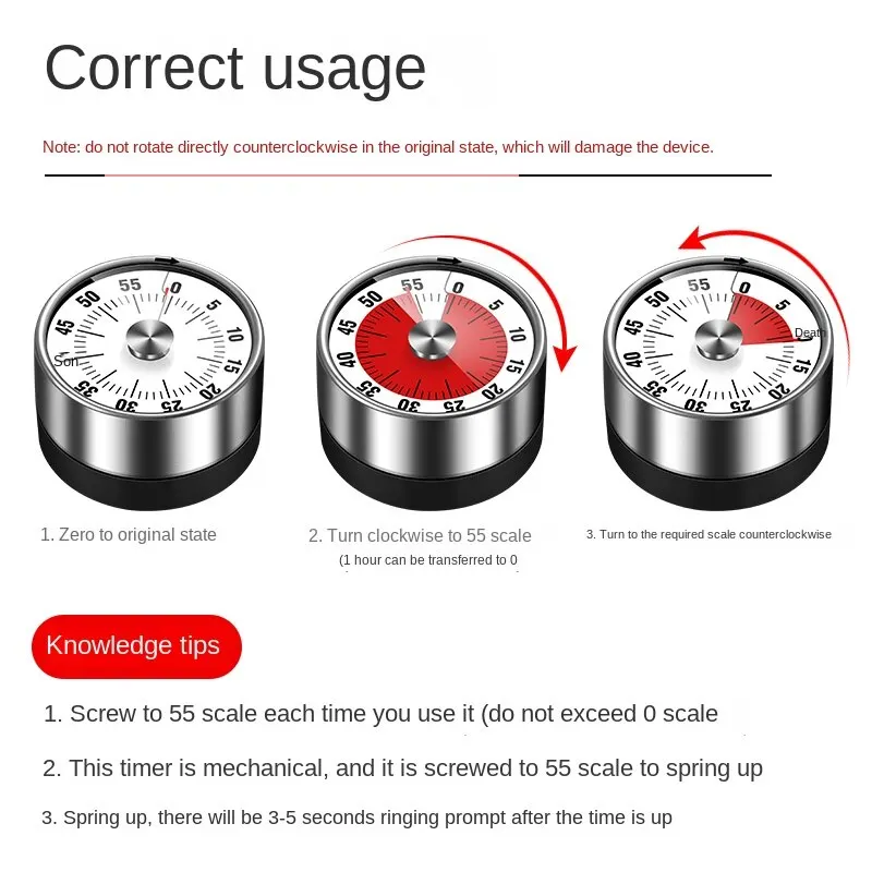 Visual timer Mechanical Countdown Timers Kitchen Classroom Baking Clock For Teaching Meeting Cookin Working 1pc