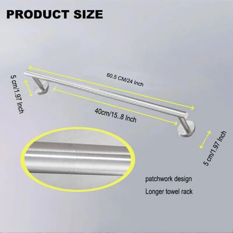 Bathroom Towel Rack 24 Inch Towel Bar Stainless Steel Towel Holder Silver Black