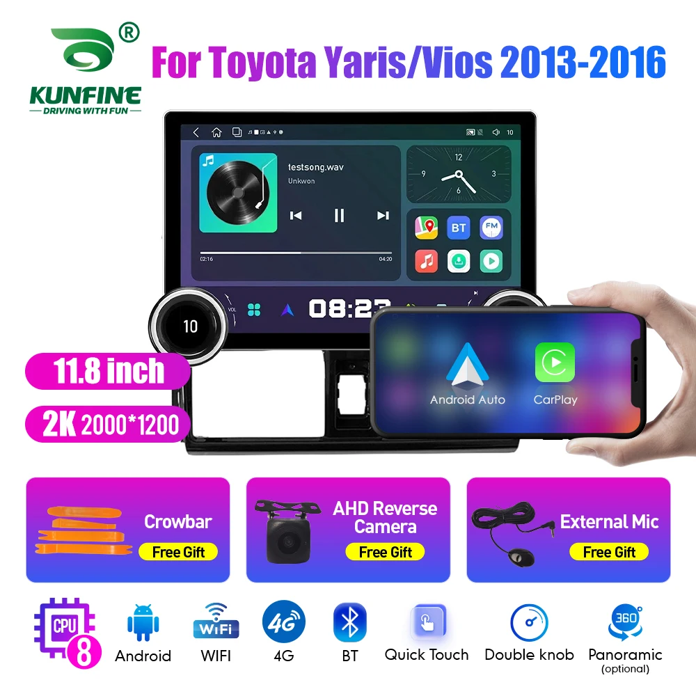 

Автомагнитола для Yaris Vios 11,8-2013, 2K, 2 Din, 2016 дюйма
