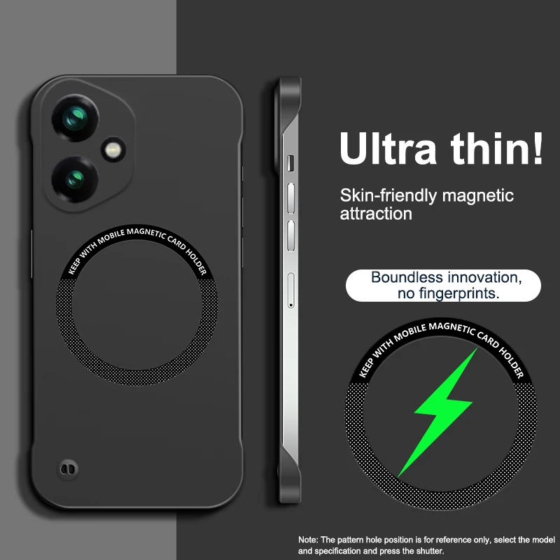 Frameless Slim Matte Magnetic Hard Case with MagSafe Wireless Charging Compatibility