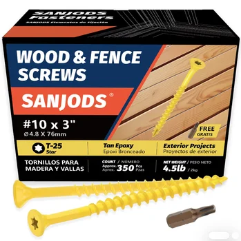 4.5lb Deck Screws, #8 #10 Wood Screws, Exterior Epoxy Coated Outdoor Decking Screw Torx Drive Head Deck Screw T25 Star Bit, Tan 1