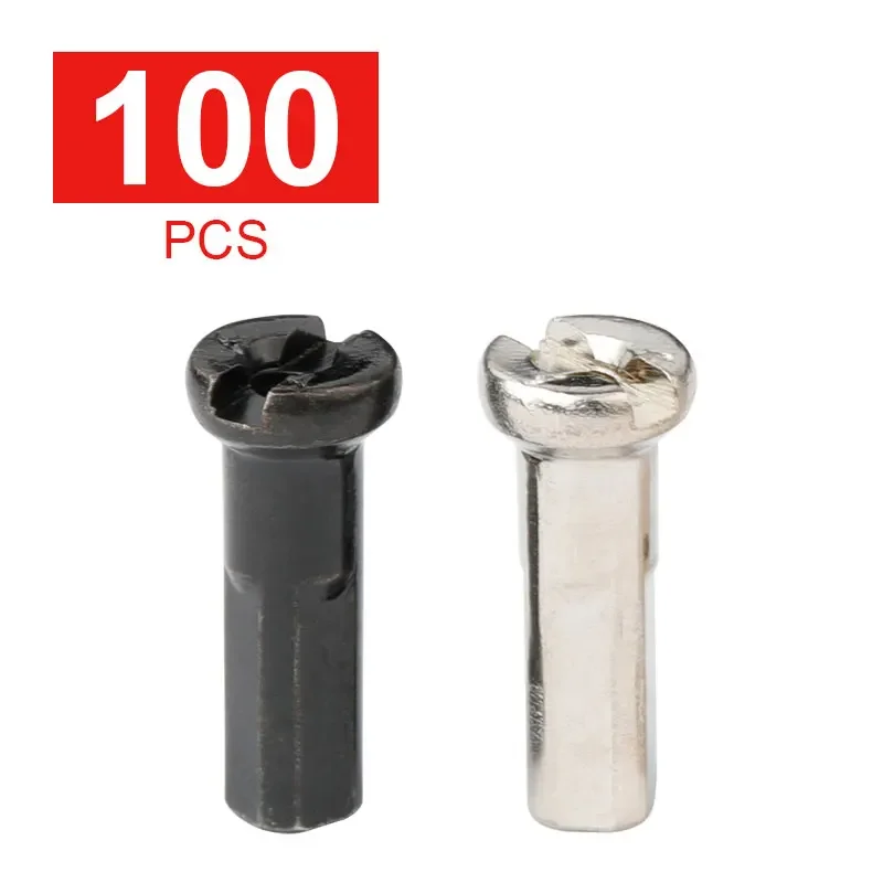 Brass Spoke Nipples 14G 13G 12G for MTB Road Bicycle Wheel E-bike Scooter Rim Caps CU Nuts Copper Parts Coated Silver or Black 100PCS bike spokes nipples