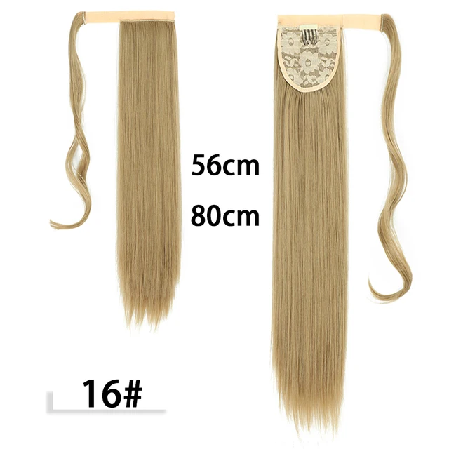 My-Diva Long Straight Heat Resistant Synthetic Ponytail Hair Extension Wrap Around  Fake Hair Clip In Brown Pony Tail 16