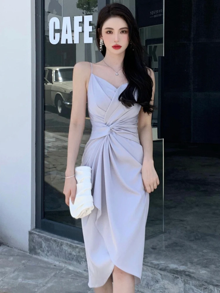 その他トップス Fashion Korean Elegant Women Evening Dress Temperament Formal Vintage Sexy Slim Slit Midi Party Club Commute Lady Mujer Vestidos Fashion Korean Vintage O-Neck Split Midi Party Club Dress