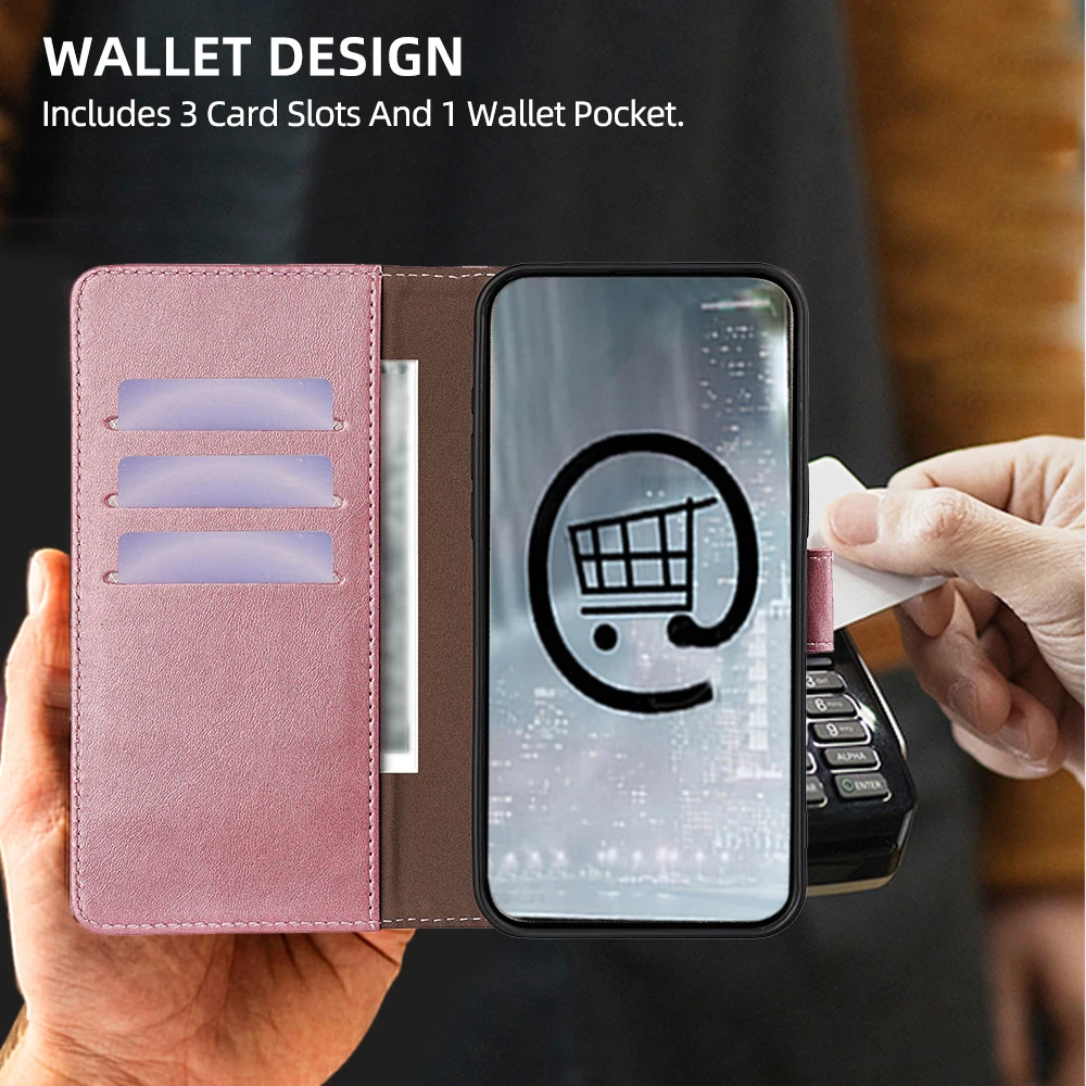 Sleek Business RFID Wallet Phone Case with Magnetic Buckle and Card Slots Holster
