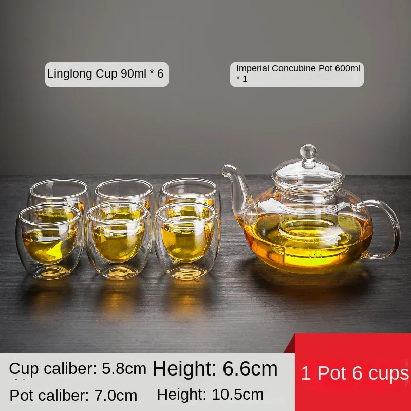 Thickened Glass cup Teapot High Borosilicate Glass Flower Tea Pot Heatable Tea Set tea cup Anti-scald insulation