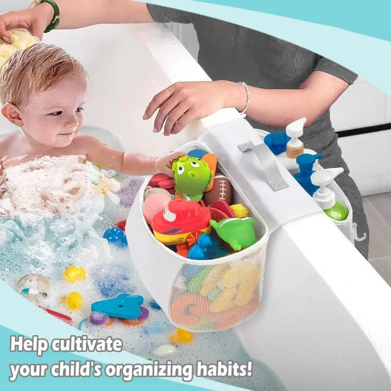 Bath Toy Organizer Toddler Bath Toys Storage Tub Holder Saddle Shape High Weight Capacity Toys Easy Access Organizer For