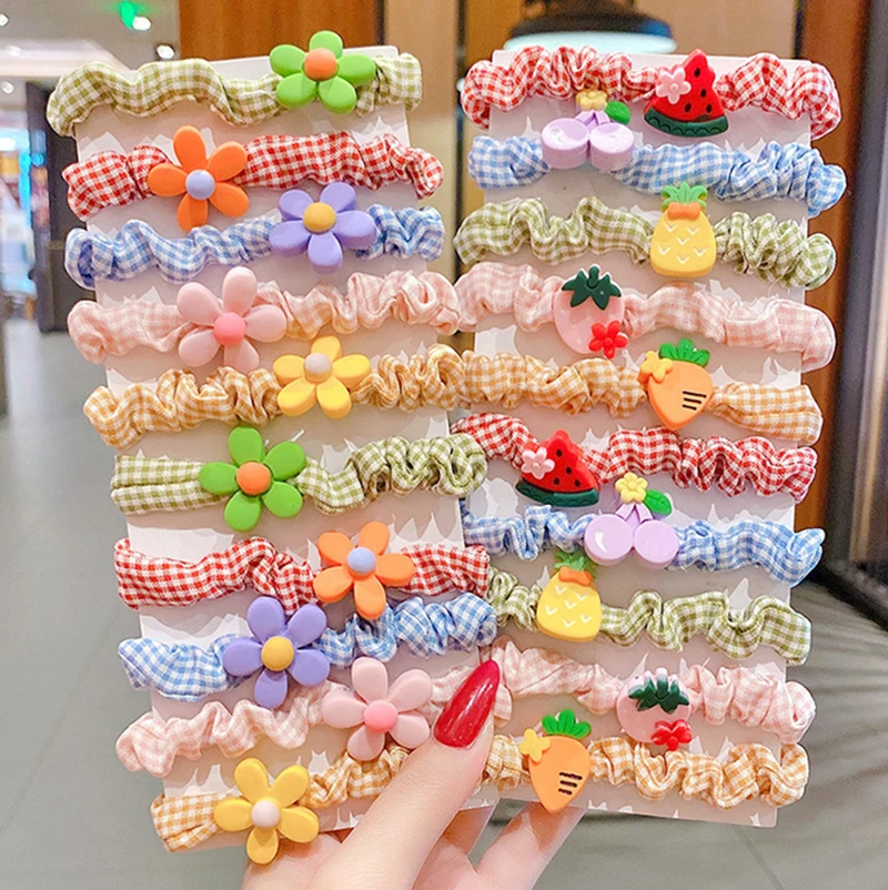 accessoriesdiy baby  10PCS/Set Children's Cartoon Character Fruits Flower Nylon Elastic Hair Band Women Girl Sweet Rubber Hair Tie Scrunchie Headwear baby accessories coloring pages	