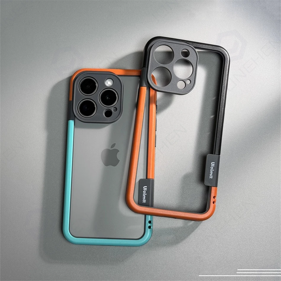 Zweifarbige Stoßfängerhülle für iPhone 15 14 13 12 Mini 18 16 17 Pro Max 16 Plus 18Pro Stoßfester Weicher Silikonrahmen Ohne Abdeckung – Detail 2