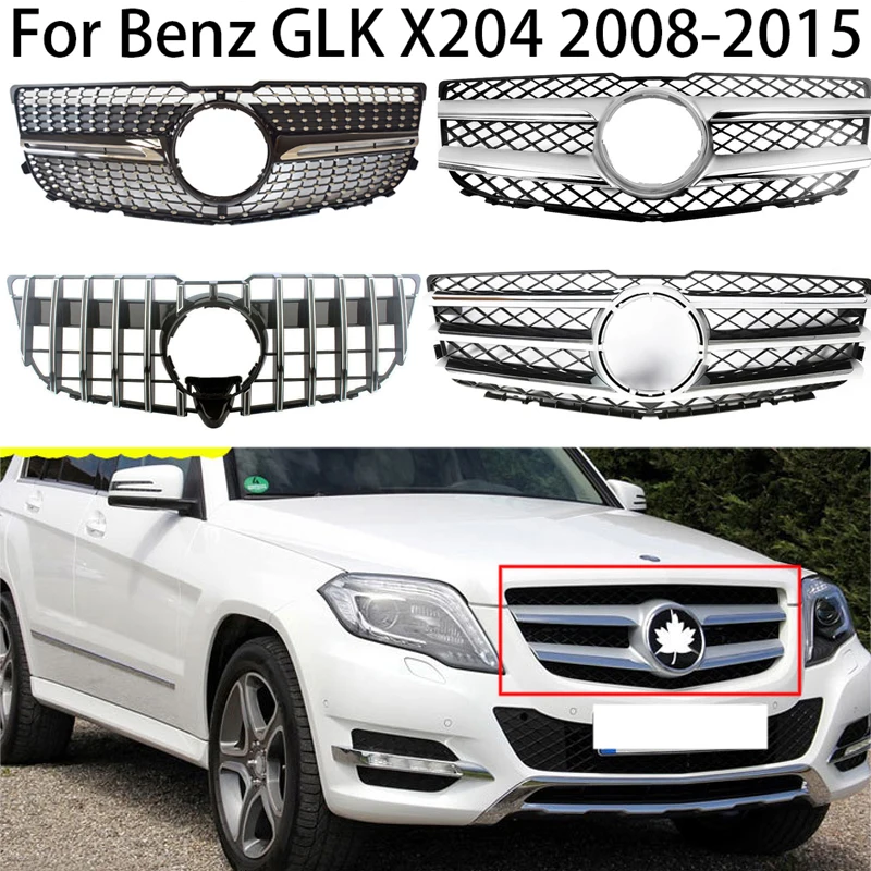 

GT Алмазный Стиль передняя решетка радиатора бампер Гриль для Mercedes-Benz GLK X204 2008-2015 запасные части и аксессуары