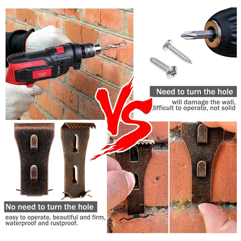 8 Brick Clips For Hanging Brick Hooks Clips For 2-1/4In To 2-3/8In Tall Bricks Metal Hook Spring Steel Durable