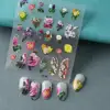Flowers Blooms 5D Nail Sticker Soft Reliefs Back Glue Tape Nail Sliders 5