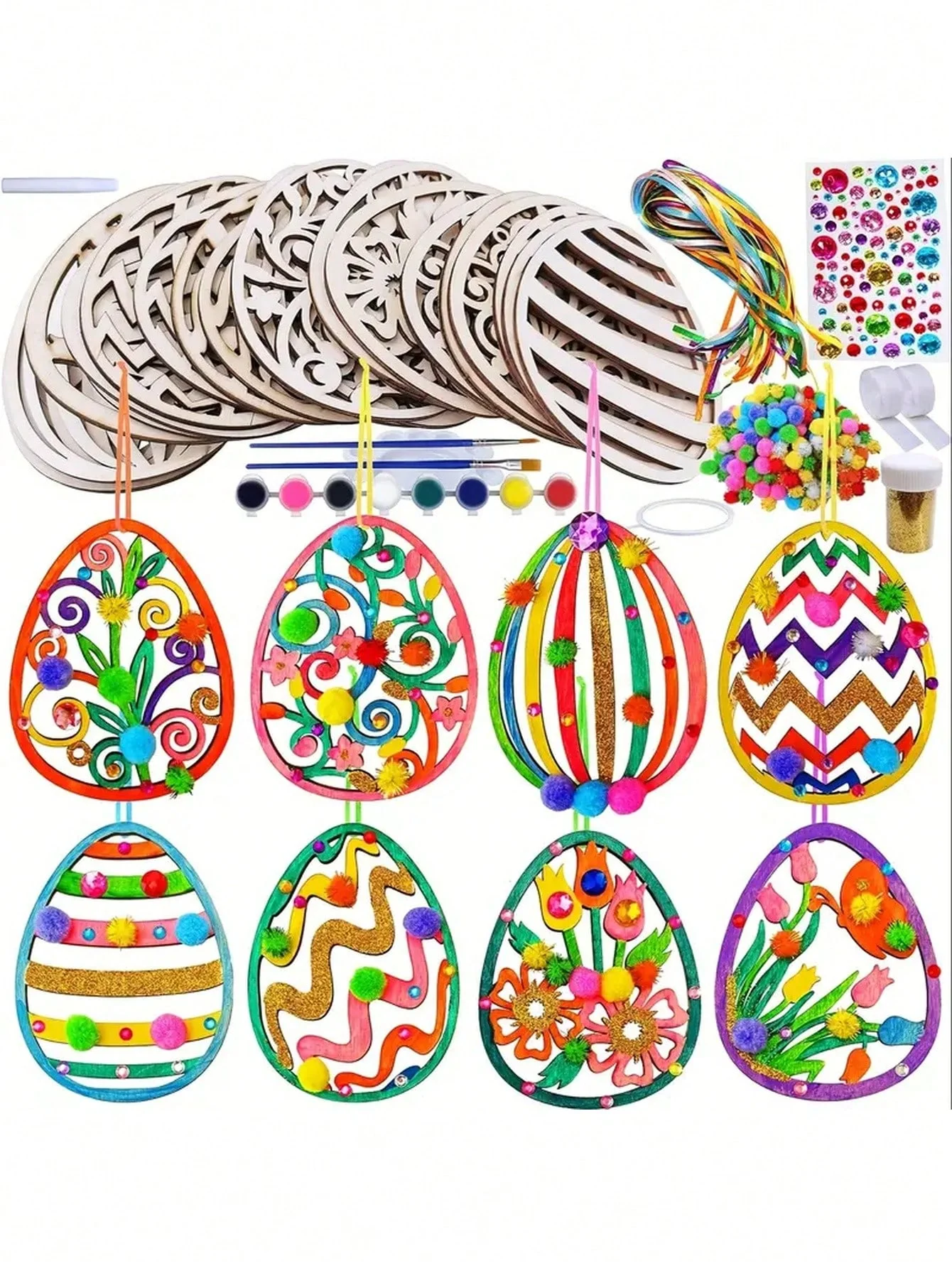 25-teiliges Ostereier-Bastelset Mit Bemalbaren Kunsteiern Und Handy-Anhängern – Kreatives DIY-Set Für Ostern, Partys Und Kinder