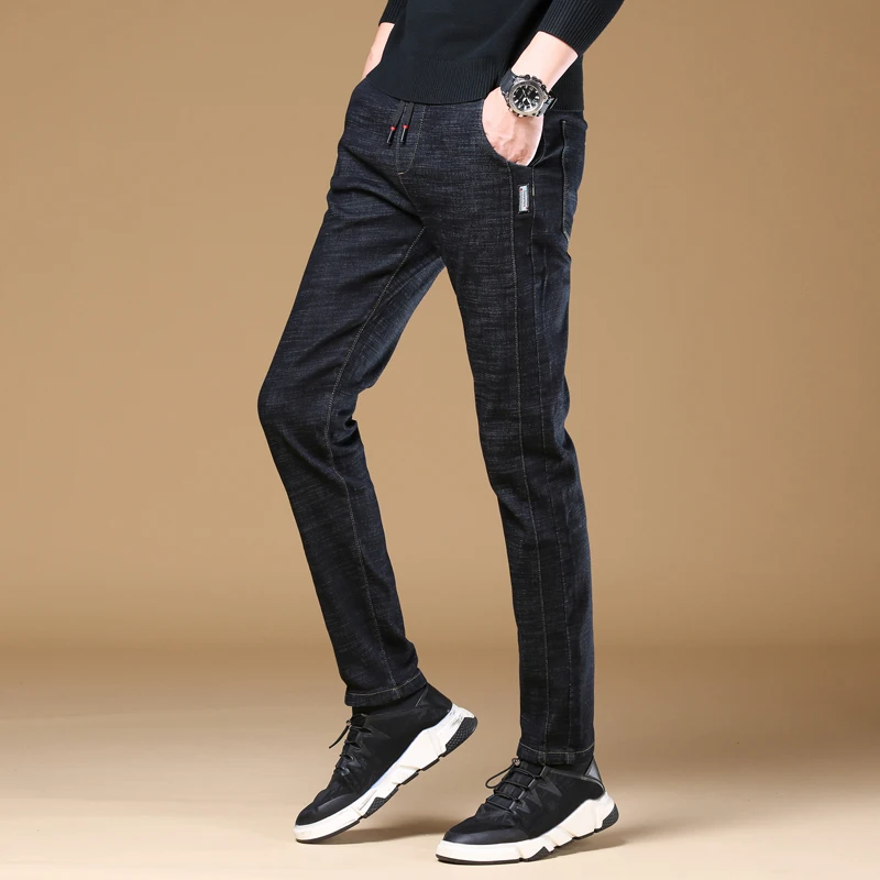 2023 New Fall/Winter stretch jeans for men Spring straight leg loose plus size elastic-waisted Fashion city denim pants