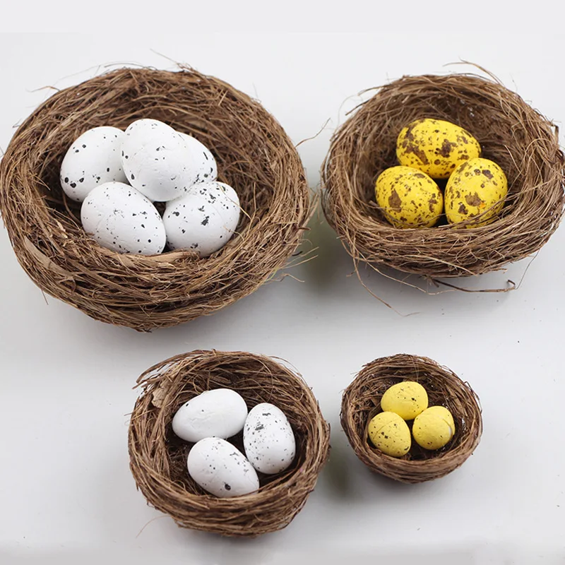 수제 짠 새 둥지 두꺼운 야자수 풀 모조 새집 도매 정원 장식