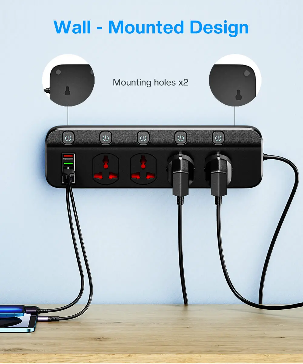 soquete universal múltiplo usb e 5 swich,