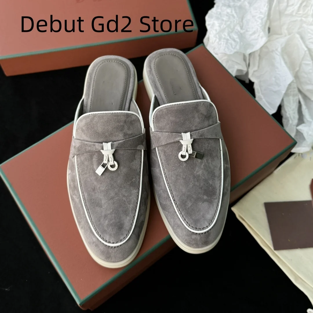 Top Quality 2024 New Lefu Shoes Italian Luxury Women's Summer Flat Shoes Fashion Casual Slippers Comfortable Commuter Shoes