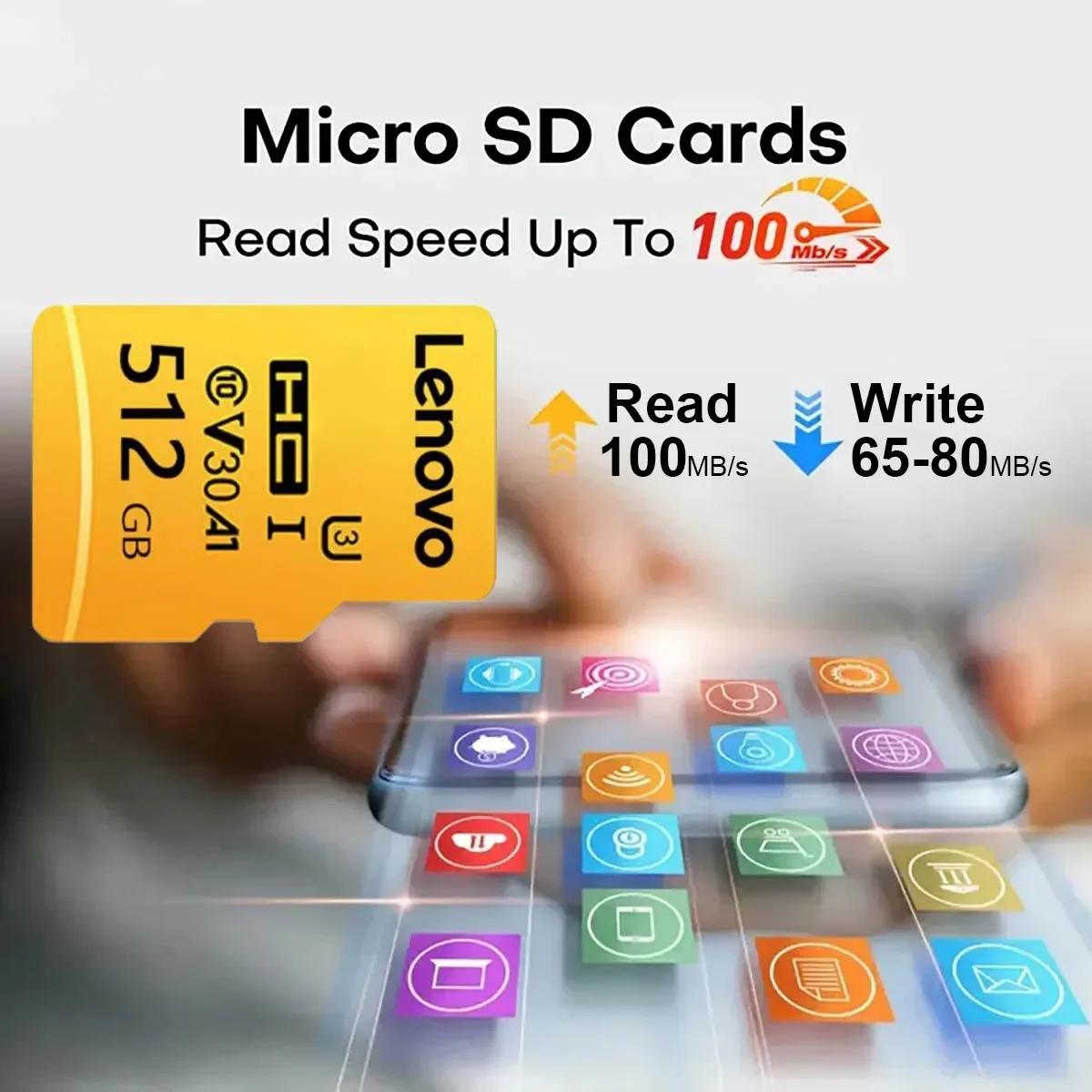 레노버 메모리 카드 마이크로 SD 카드 A2 A1 V30 U3 플래시 카드 128GB 64GB 카드 메모리 마이크로SD DJI 포켓 3 제품 호환