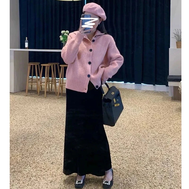 Autumn Winter Maternity Fishtail Skirt Black Elegant High Waist Pregnant Woman Velour Skirts Vintage Design Pregnancy Long Skirt