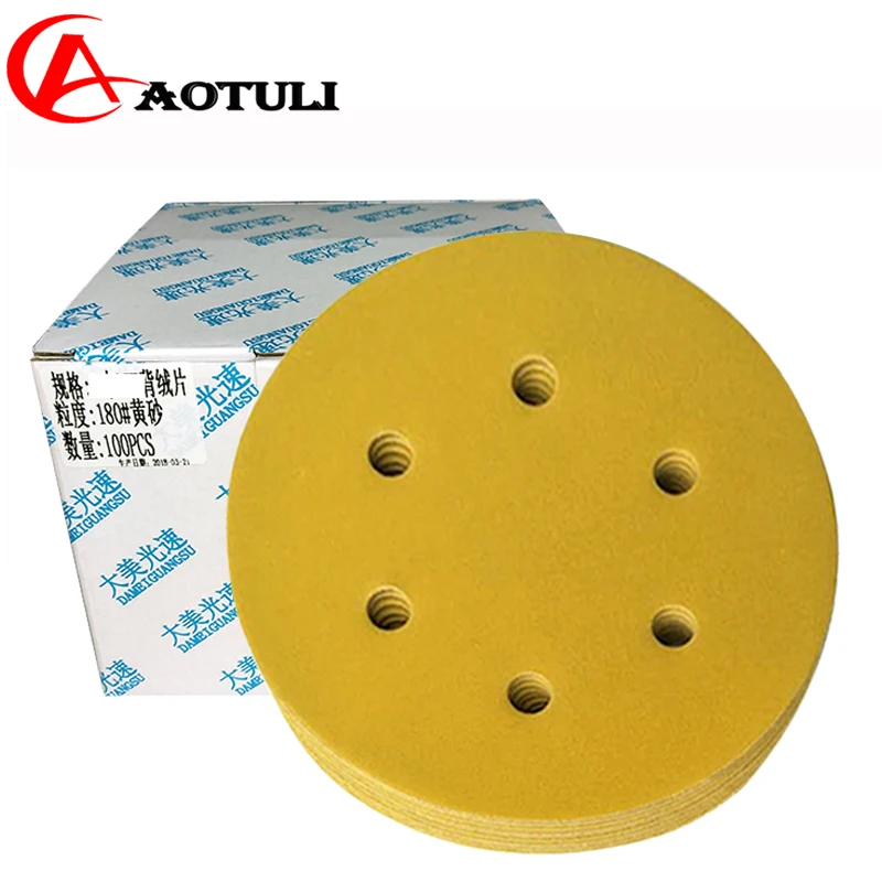 Sanding disc 6-Inch 6-hole Grinding Disc 150mm Hook and loop Drawn Auto Hardware Woodware Sanding Polishing Sandpaper 80-600 sanding discs