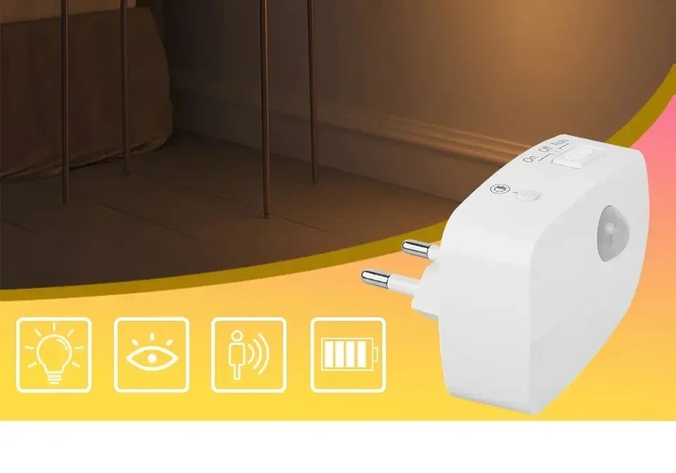 Description Picture 3 of itemUS EU Plug in LED Night Light Motion Sensor Lamp Nightlights Kitchen Bedroom Hallway Stairs WC Night Lamp 3 Colors Temperature
