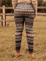 Women's Plus Size 1XL-5XL Casual Loose Printed Geometric Pattern Tight Pants Fashion Elastic Yoga Pants - Image 4