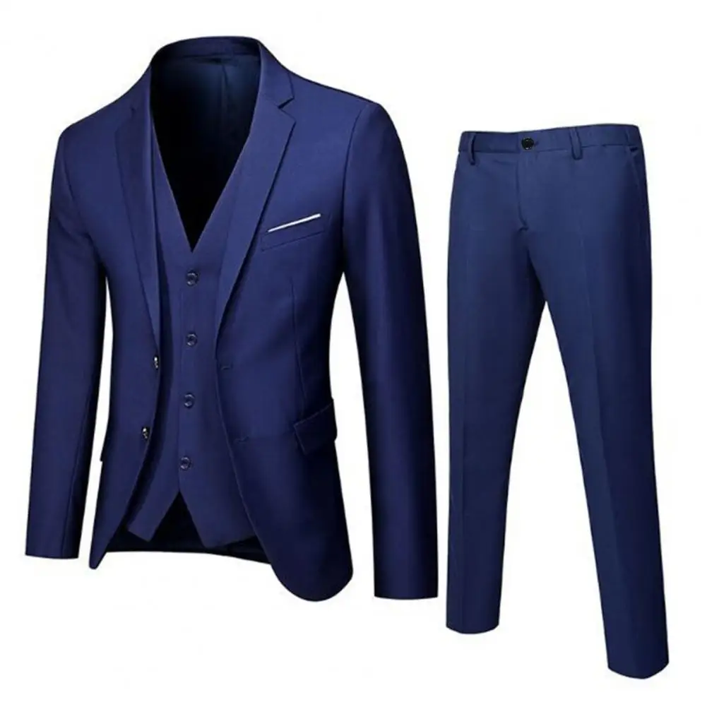 Men Slim Fit Suit Set Elegant Men's Formal Business Suit Set with Vest Coat Pants for Office Meetings Groomsmen or Wedding