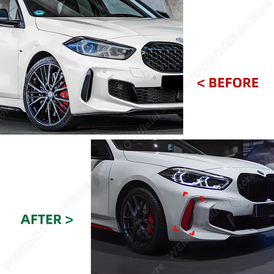 레드 프론트 스플리터 범퍼 에어벤트 블레이드 스포일러 바디 키트, ABS 플라스틱 장식, BMW 1 시리즈 F40 M-PACK 및 M135i 2019-2024
