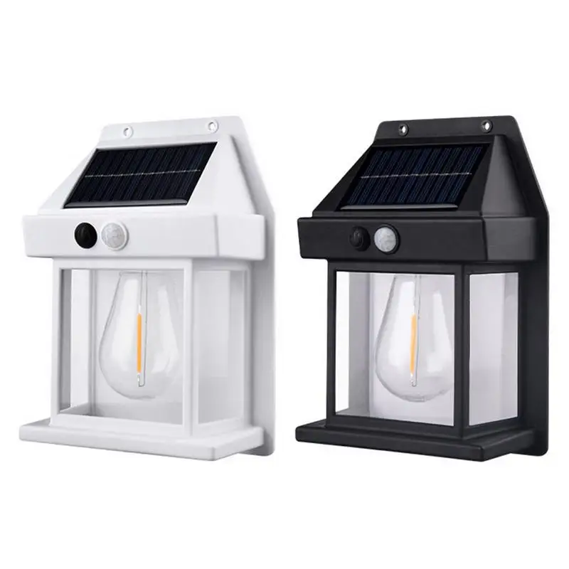 Solar Tungsten Wall Light Wireless Dusk to Dawn Motion Sensor LED Wall Lights IP65 Waterproof Solar induction Lantern For Garden support upload audio remotely human body infrared induction voice player wireless pir motion sensor for various security prompt