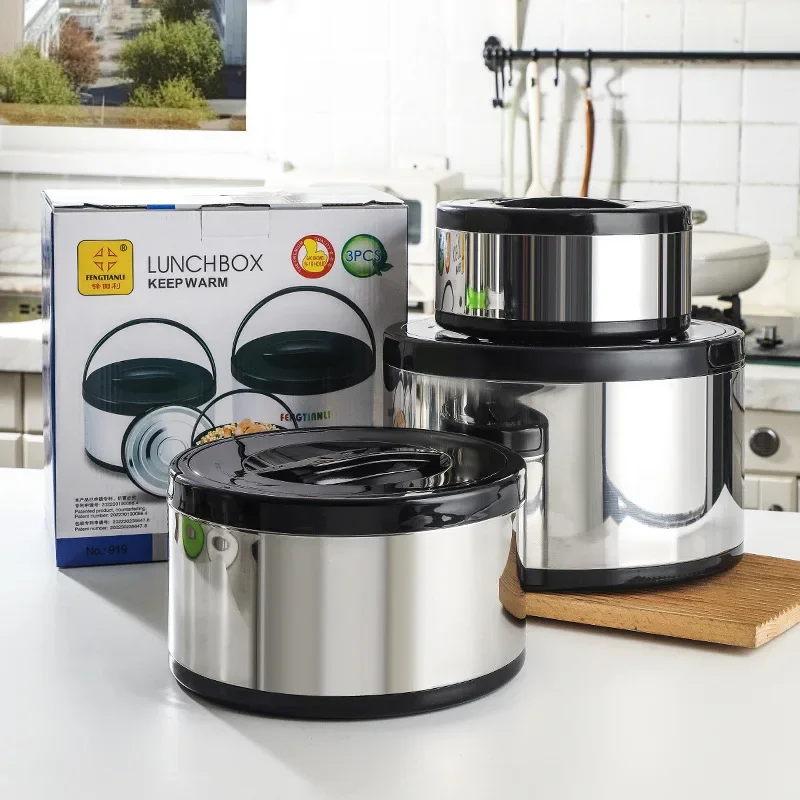 Large Capacity Commercial Portable Insulated Pot with Rice and Household Three Piece Set Insulated Bucket