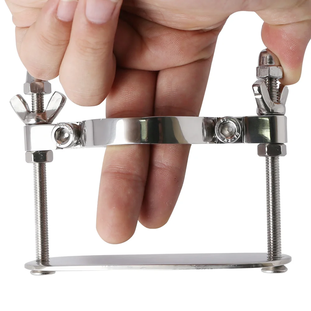 

Heavy Male BDSM Cock Ring Stretcher Scrotum Bondage Pendant Stimulation Lock Chastity Device Metal Spike Penis Ring Clamp Gay