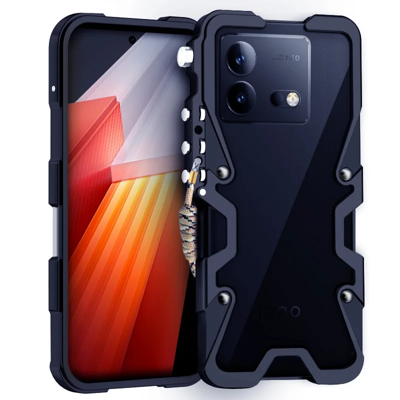 

Роскошные армированные металлические алюминиевые чехлы для телефонов, бампер для Vivo Iqoo Neo 8 Neo8 Pro, чехол механический, полностью ручной работы, искусственный череп