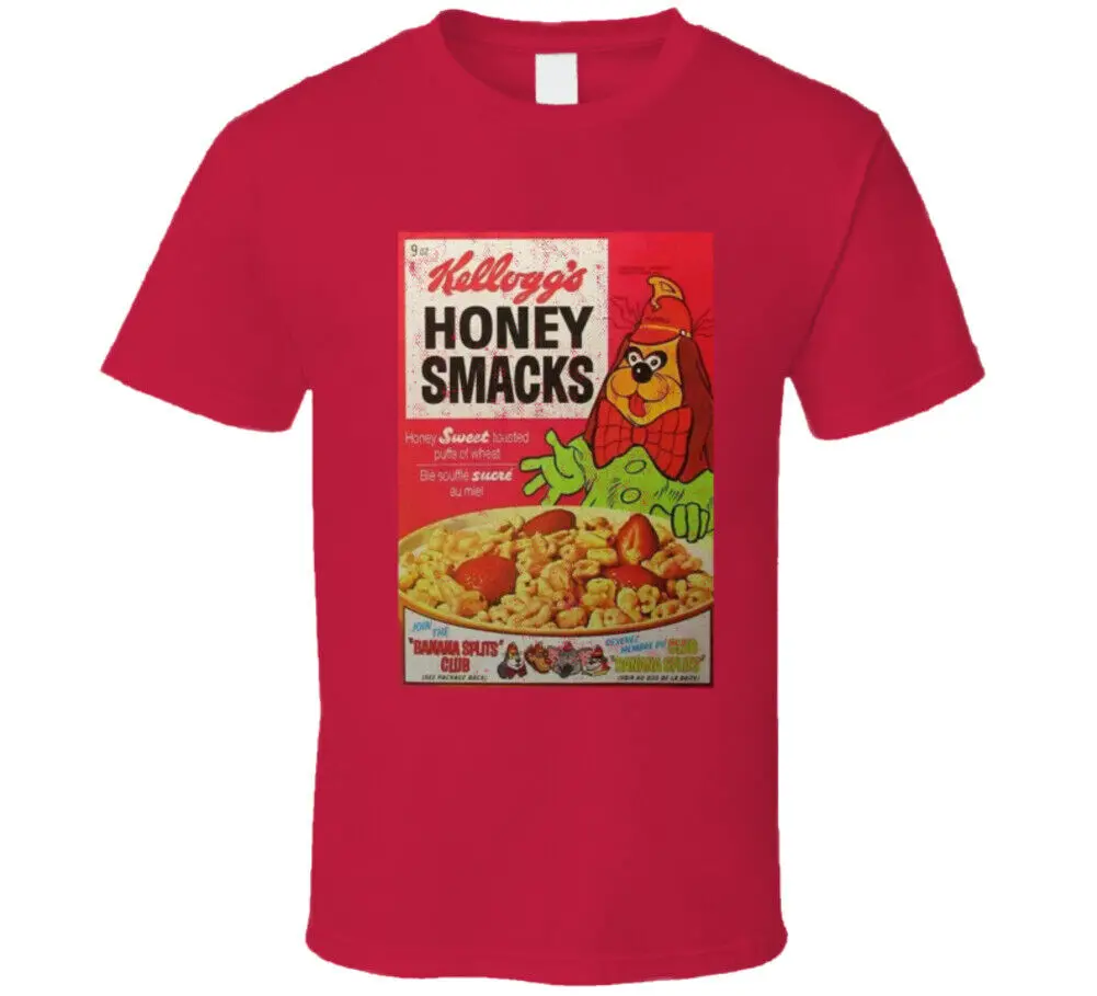 Honey Smacks Banana Split Character Cereal Box T Shirt Maniche Lunghe O Corte