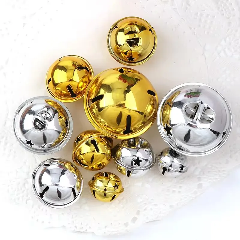 Christmas Decorations Jingle Bells Jingle Bells 25/30/35/40/50mm Gold/Silver Christmas Tree Pendant Ornaments Decor for Christmas Party & Festival Decorations