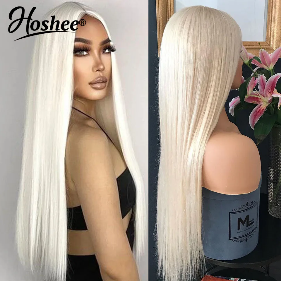 Human Hair Wig Platinum Blonde Full Lace for Cosplay