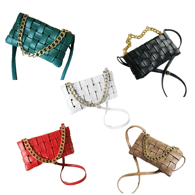 

Women's Evening Handbags Braided Shoulder Bag PU Leather Weave Purse with Chain E74B