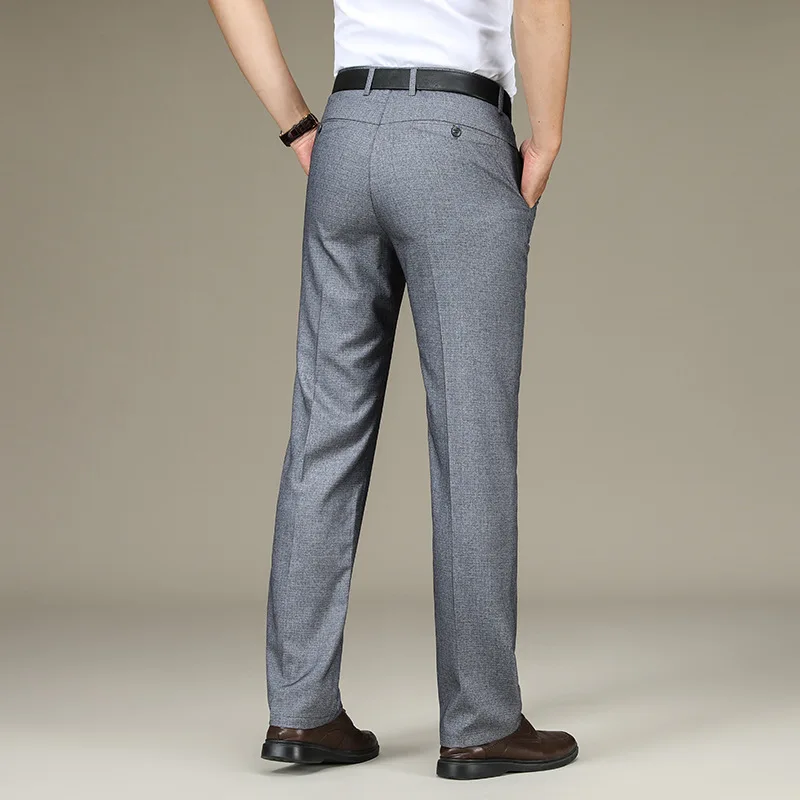 Spring Summer Suit Trousers For Men Straight flat linen Black Suit Pants Men Business Formal  Dress Pants Men Big Size 28-44 46 4