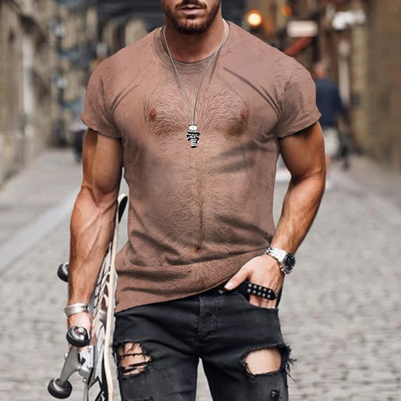 2022 Summer New 3D Muscle Fitness Street Creative Design Printed Harajuku Premium Sports Oversized Comfortable Shirt T-Shirt