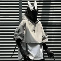 2024 Tactical Techwear Style Punk Hip Hop Short Jacket Hooded Cloak Men Women Functional High Street Casual Coat Cape 1