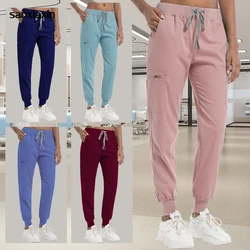 Elastic Force Jogger Pants Dental Clinic Nursing Scrub Pants Multicolor Medical Nurse Uniform Bottoms 8 Pockets Surgical Trouser